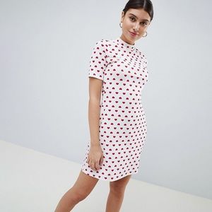 Heart Patterned Mini Dress